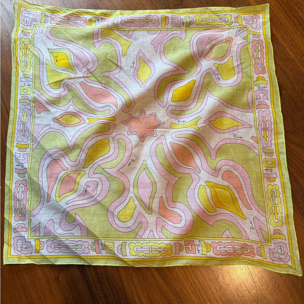 Emilio Pucci Silk Scarf - Pink and Yellow